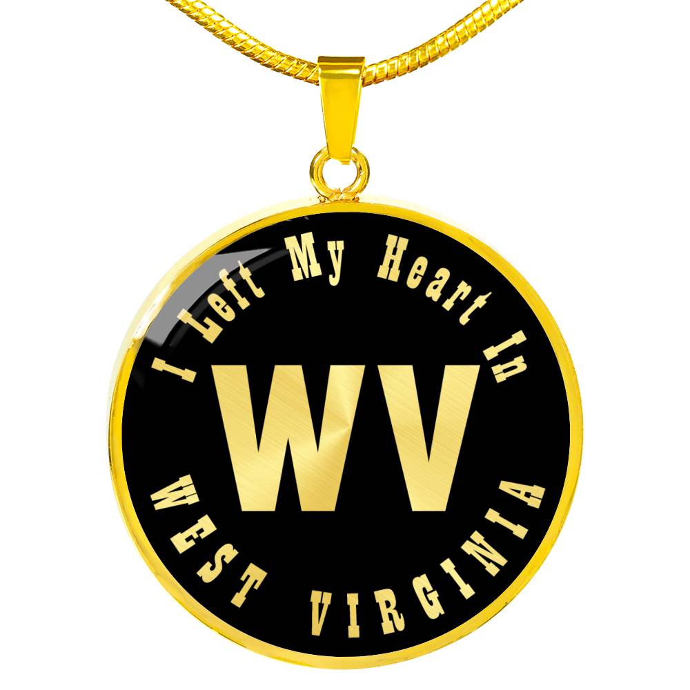 Heart In West Virginia v02 - 18k Gold Finished Luxury Necklace
