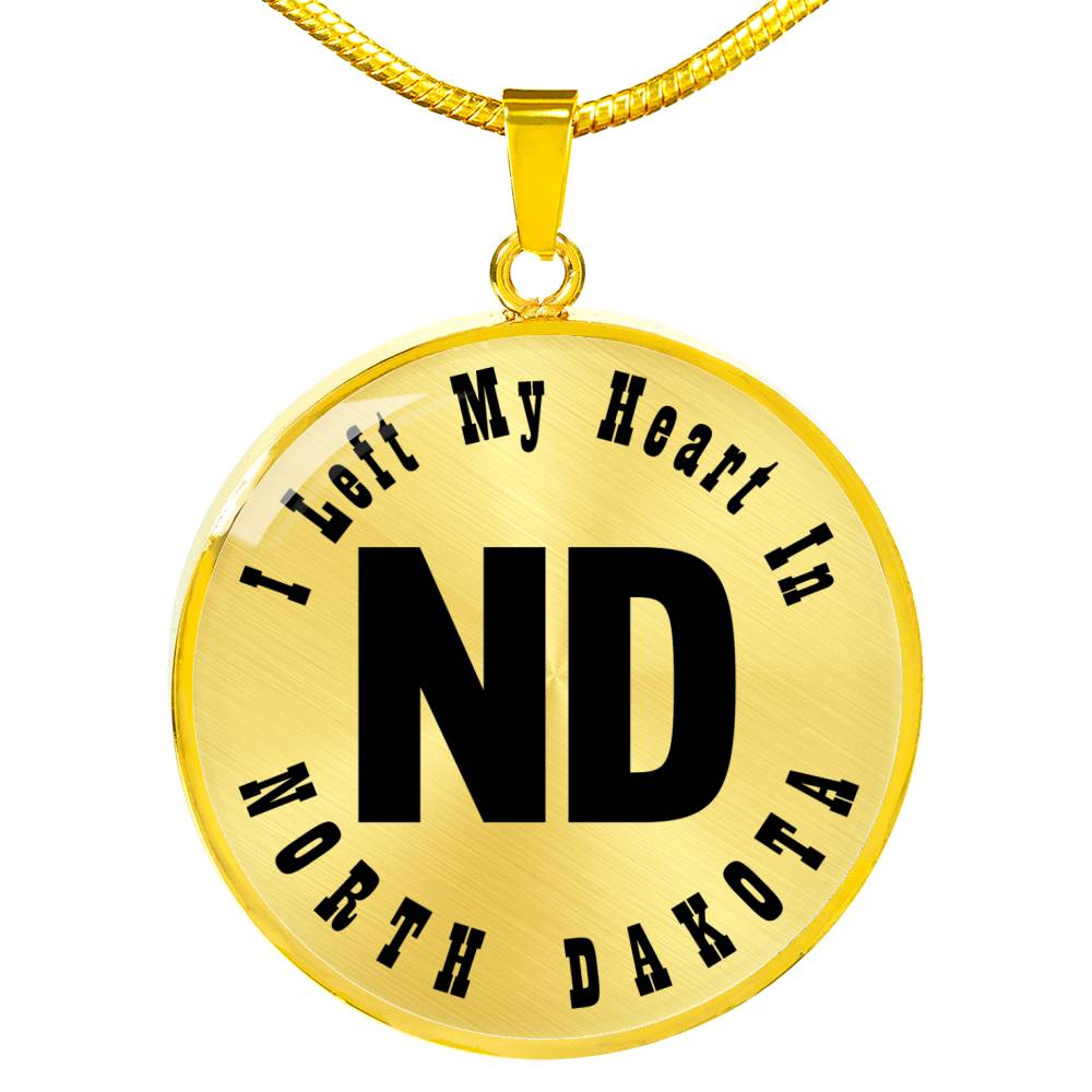 Heart In North Dakota v01 - 18k Gold Finished Luxury Necklace