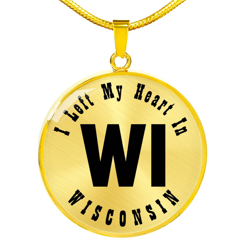 Heart In Wisconsin v01 - 18k Gold Finished Luxury Necklace
