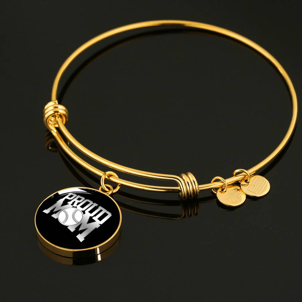 Proud Baseball Mom - 18k Gold Finished Bangle Bracelet