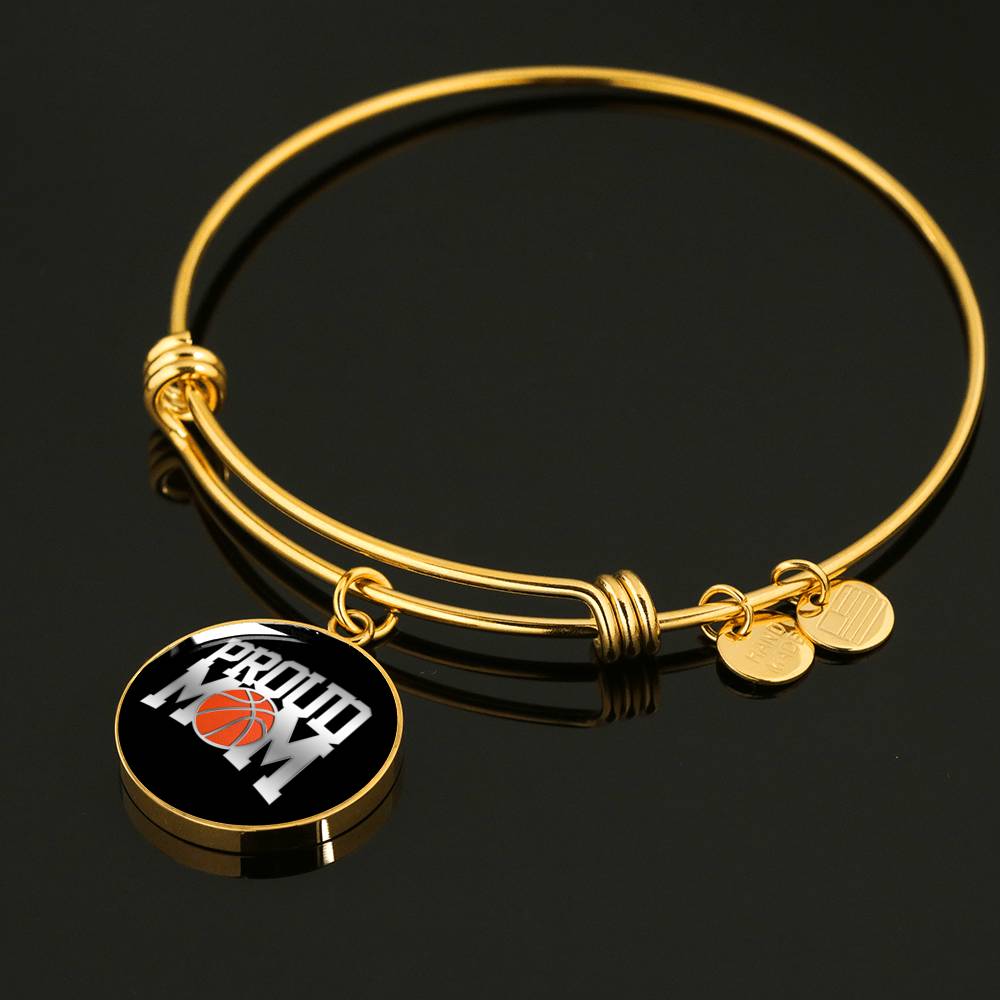 Proud Basketball Mom - 18k Gold Finished Bangle Bracelet