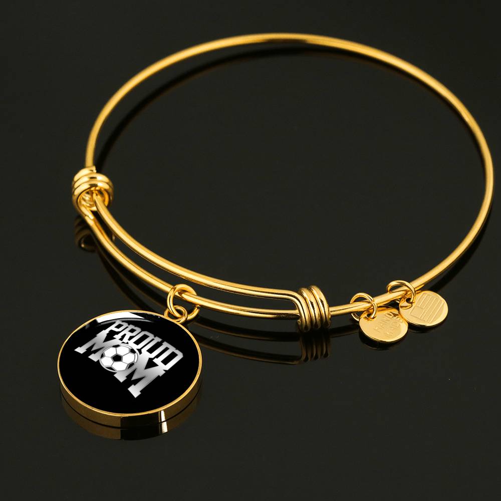 Proud Soccer Mom - 18k Gold Finished Bangle Bracelet