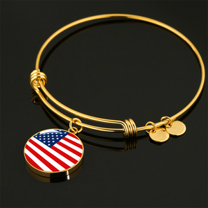 American Flag - 18k Gold Finished Bangle Bracelet