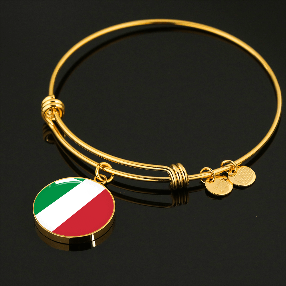 Italian Flag - 18k Gold Finished Bangle Bracelet