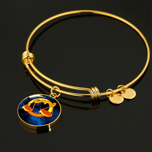 Zodiac Sign Libra - 18k Gold Finished Bangle Bracelet