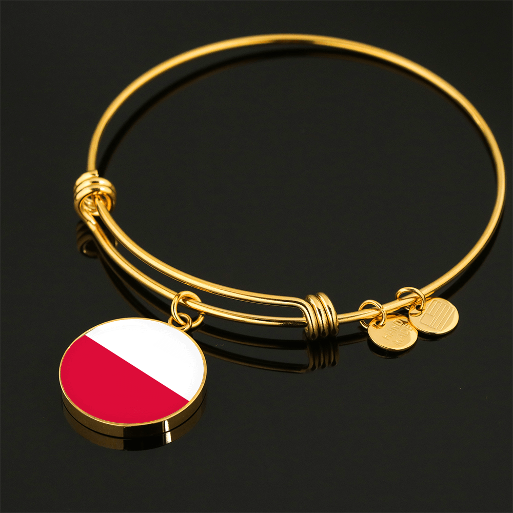 Polish Flag - 18k Gold Finished Bangle Bracelet