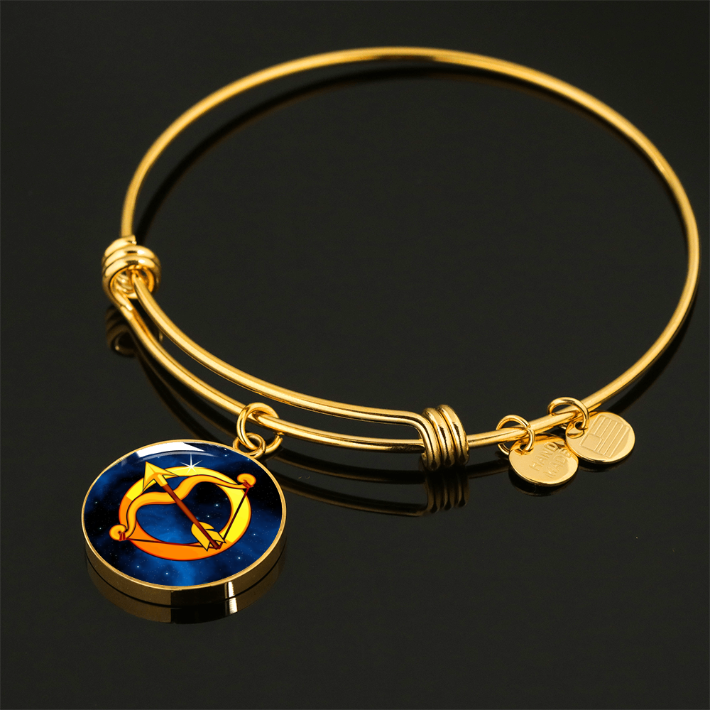 Zodiac Sign Sagittarius - 18k Gold Finished Bangle Bracelet