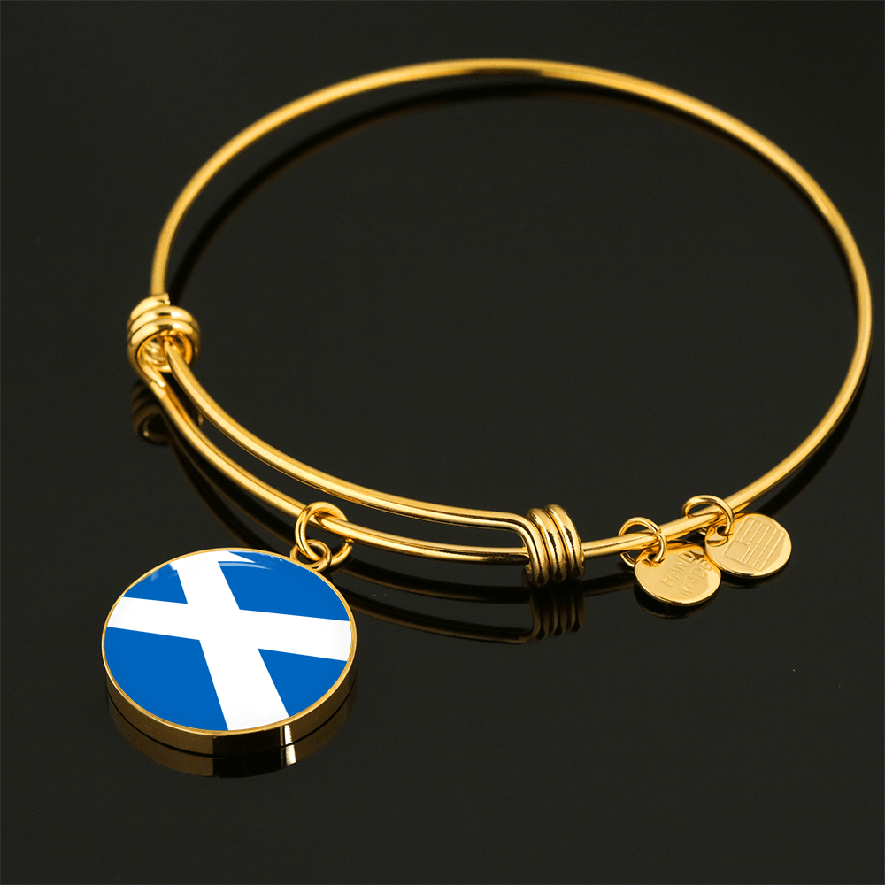 Scottish Flag - 18k Gold Finished Bangle Bracelet