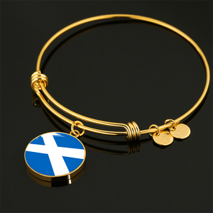 Scottish Flag - 18k Gold Finished Bangle Bracelet