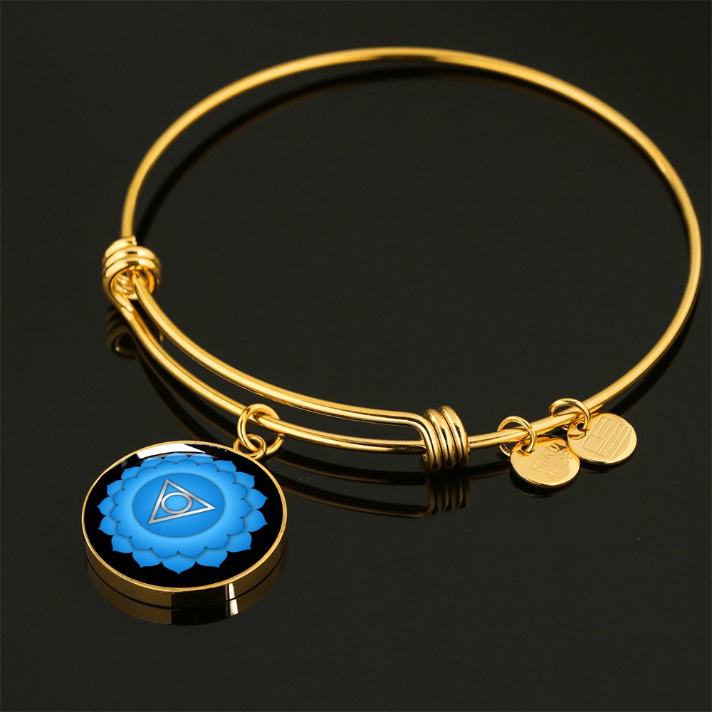 Throat Chakra (Vishuddha) - 18k Gold Finished Bangle Bracelet