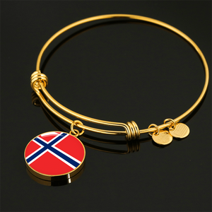 Norwegian Flag - 18k Gold Finished Bangle Bracelet