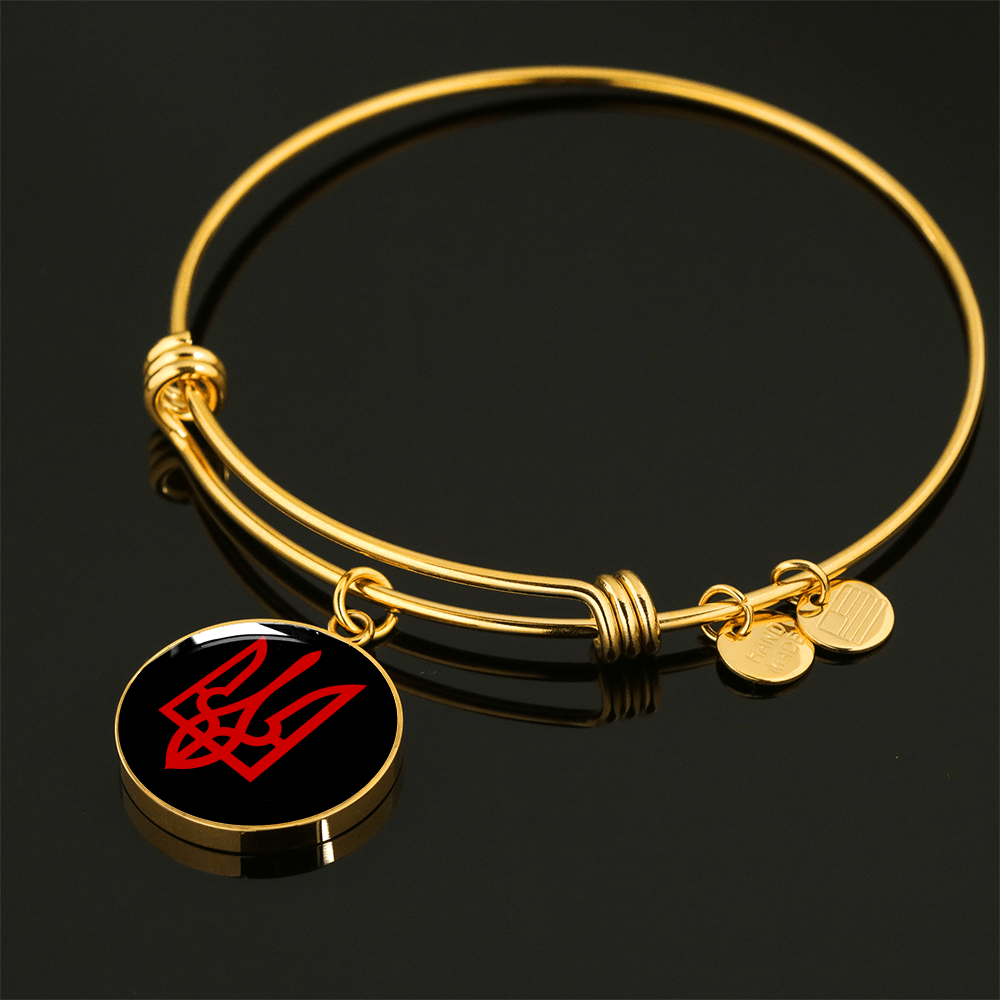 Tryzub (Red) - 18k Gold Finished Bangle Bracelet
