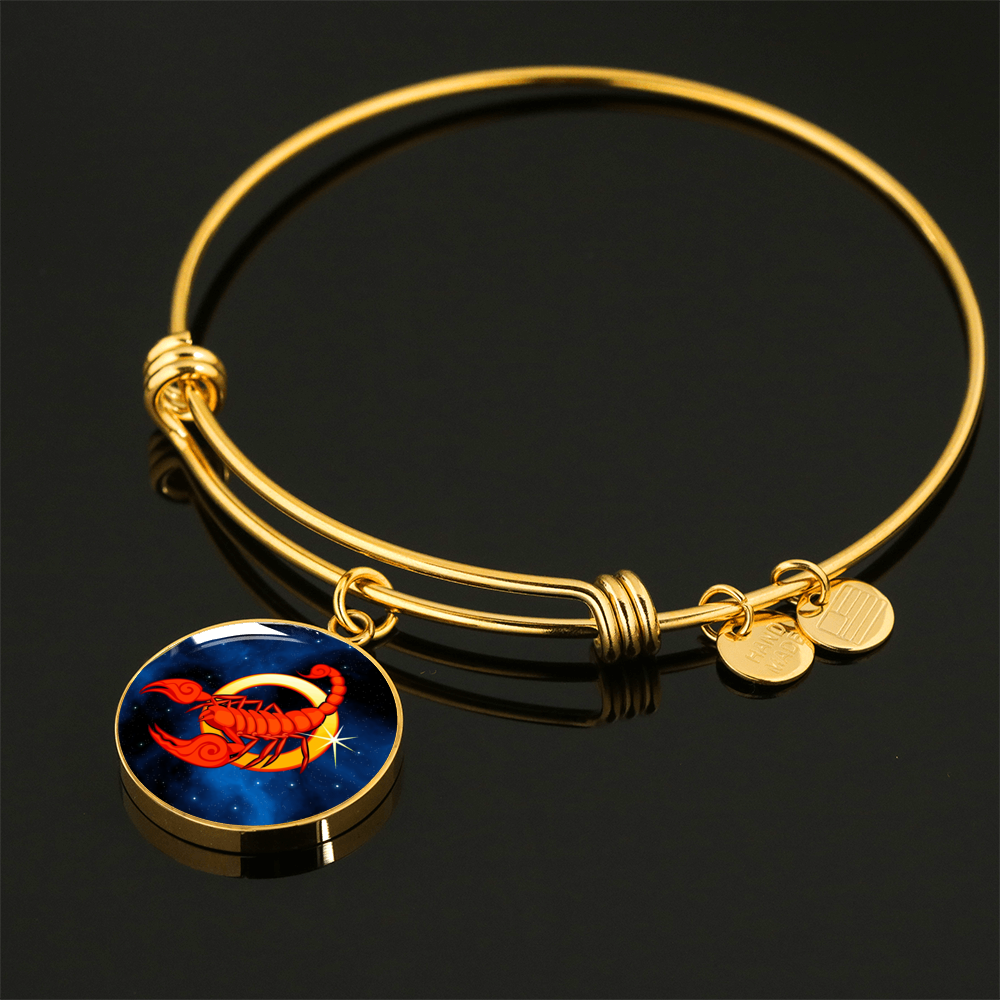 Zodiac Sign Scorpio - 18k Gold Finished Bangle Bracelet