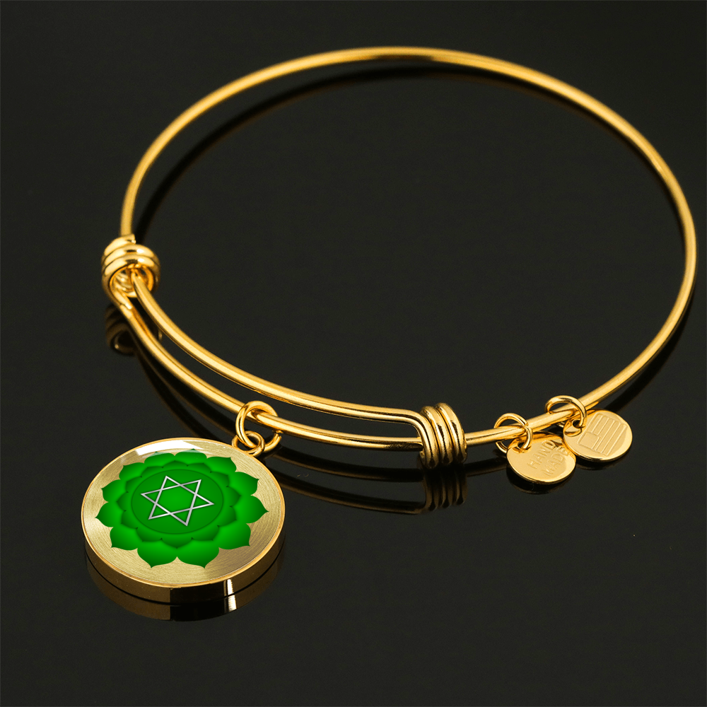 Heart Chakra (Anahata) v2 - 18k Gold Finished Bangle Bracelet