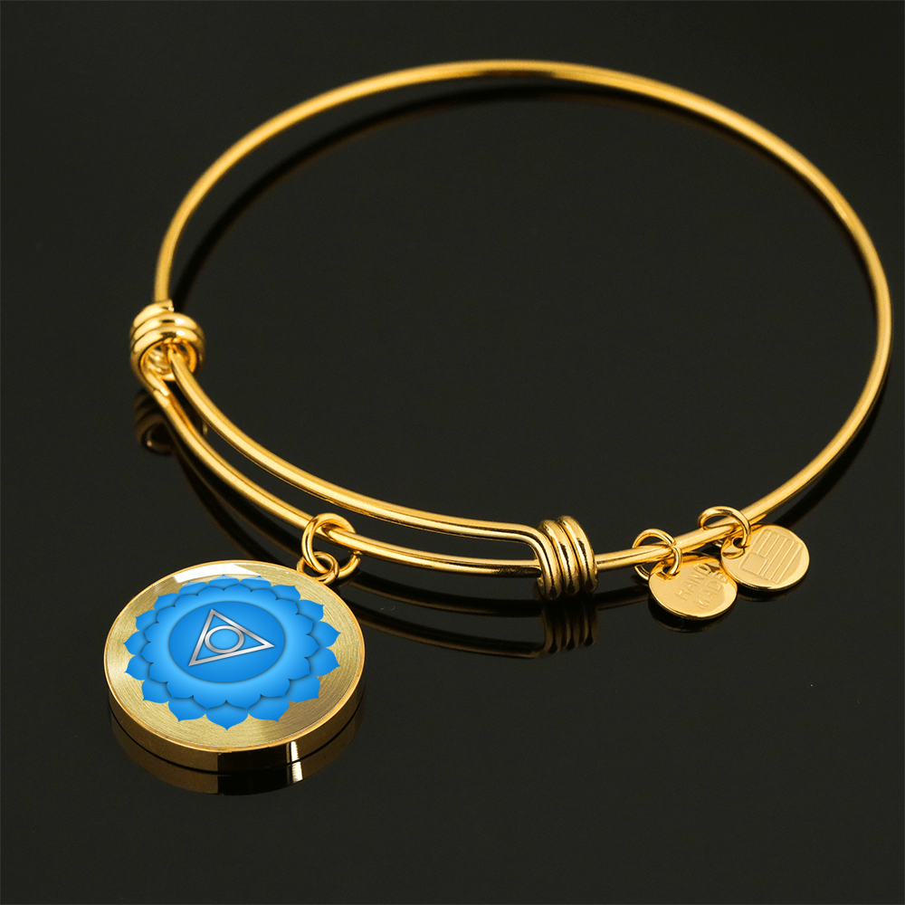 Throat Chakra (Vishuddha) v2 - 18k Gold Finished Bangle Bracelet
