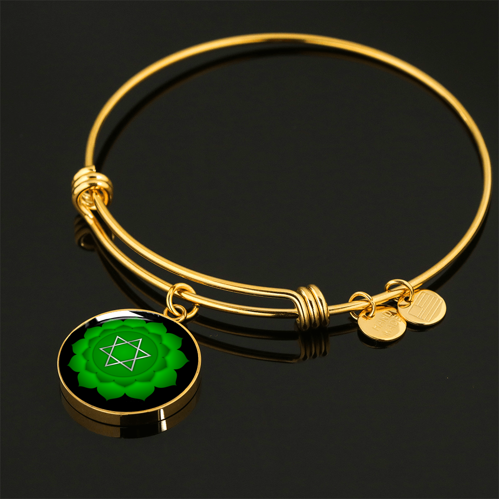 Heart Chakra (Anahata) - 18k Gold Finished Bangle Bracelet