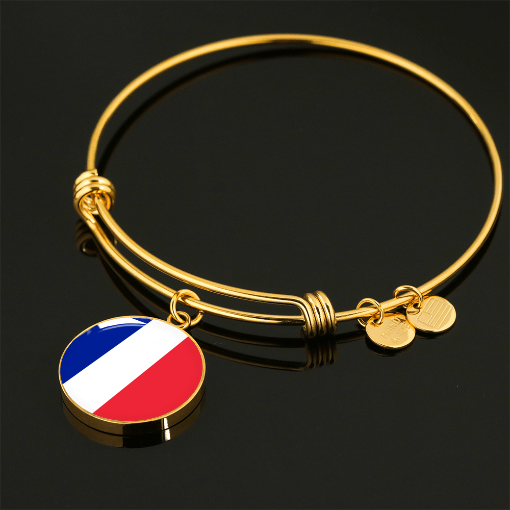 French Flag - 18k Gold Finished Bangle Bracelet