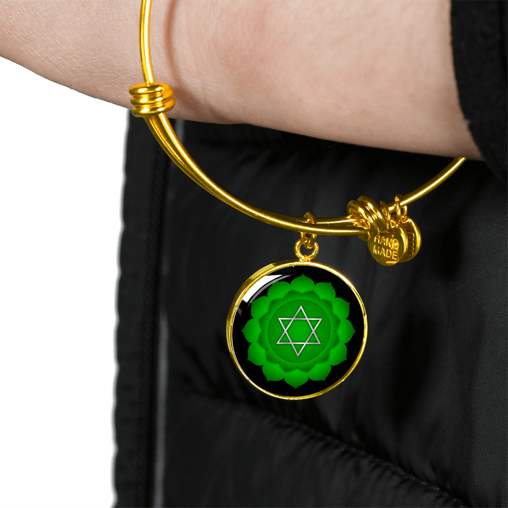 Heart Chakra (Anahata) - 18k Gold Finished Bangle Bracelet