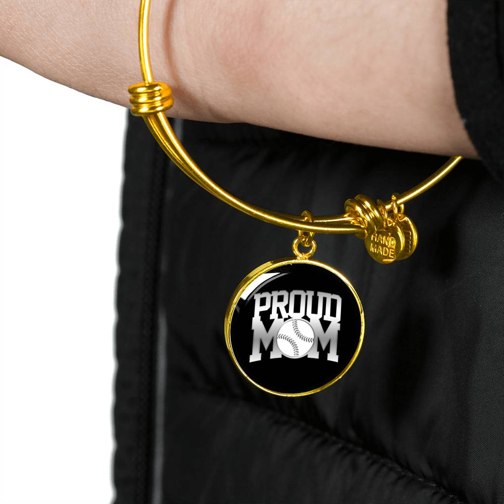 Proud Baseball Mom - 18k Gold Finished Bangle Bracelet