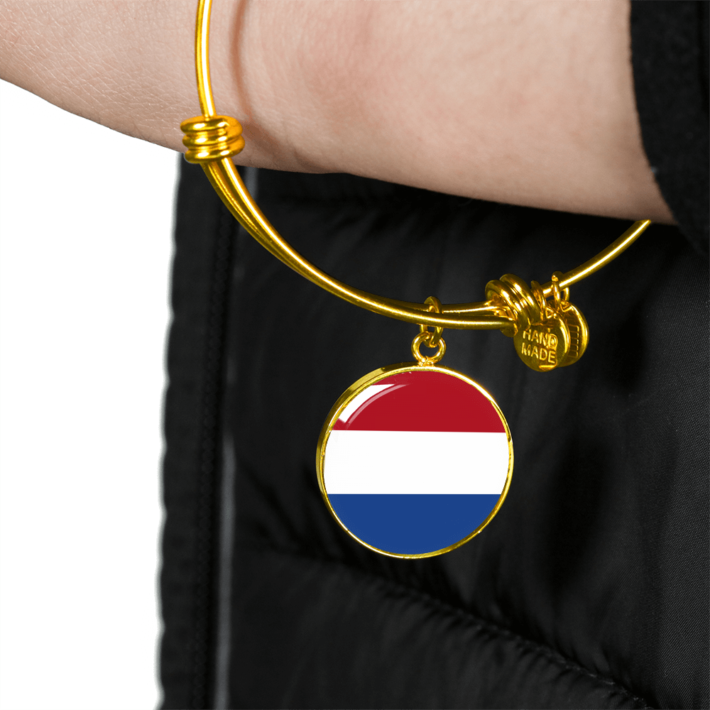 Dutch Flag - 18k Gold Finished Bangle Bracelet