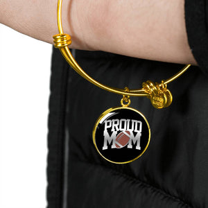 Proud Football Mom - 18k Gold Finished Bangle Bracelet