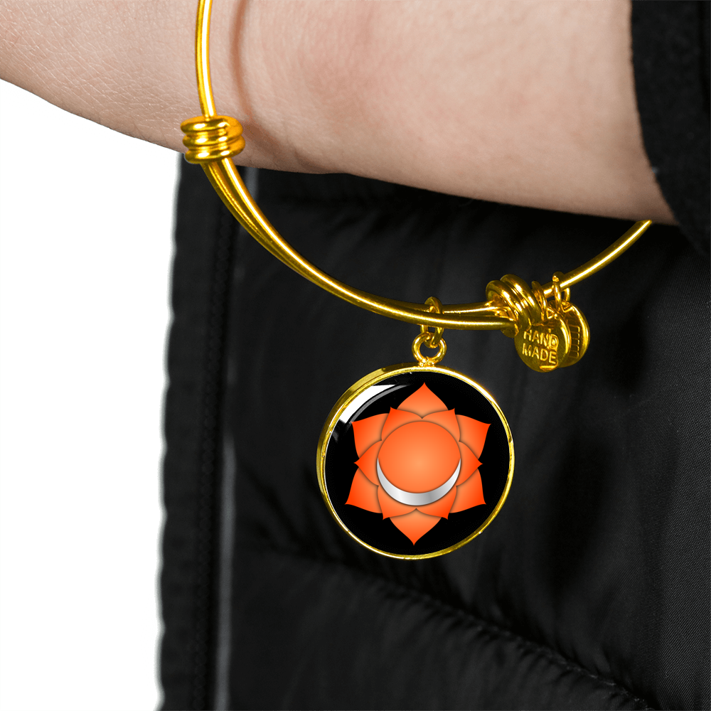 Sacral Chakra (Swadhisthana) - 18k Gold Finished Bangle Bracelet