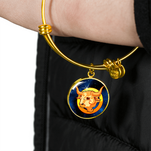 Zodiac Sign Taurus - 18k Gold Finished Bangle Bracelet