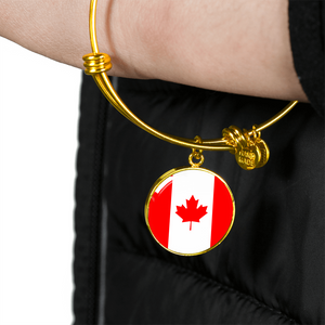 Canadian Flag - 18k Gold Finished Bangle Bracelet
