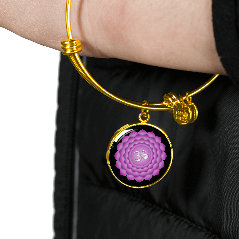 Crown Chakra (Sahasrara) - 18k Gold Finished Bangle Bracelet