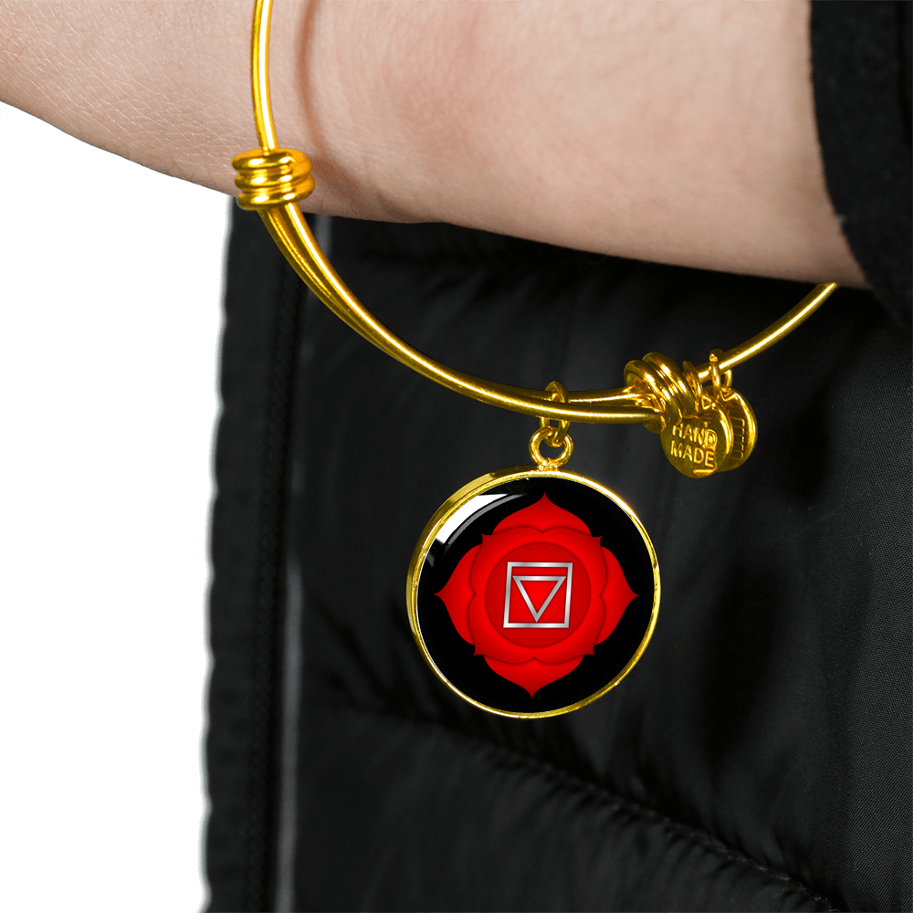 Root Chakra (Muladhara) - 18k Gold Finished Bangle Bracelet