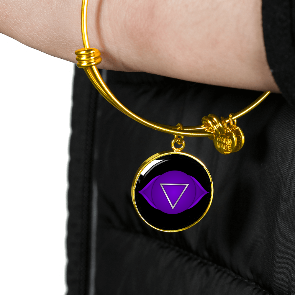 Third Eye Chakra (Ajna) - 18k Gold Finished Bangle Bracelet