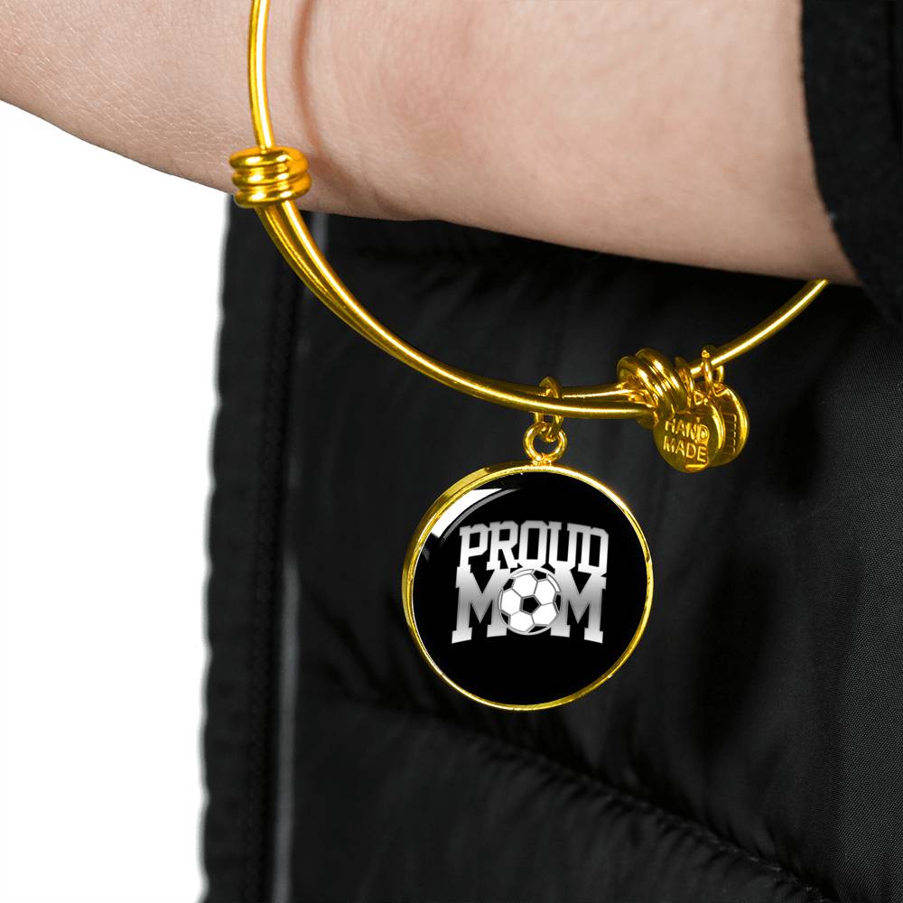 Proud Soccer Mom - 18k Gold Finished Bangle Bracelet
