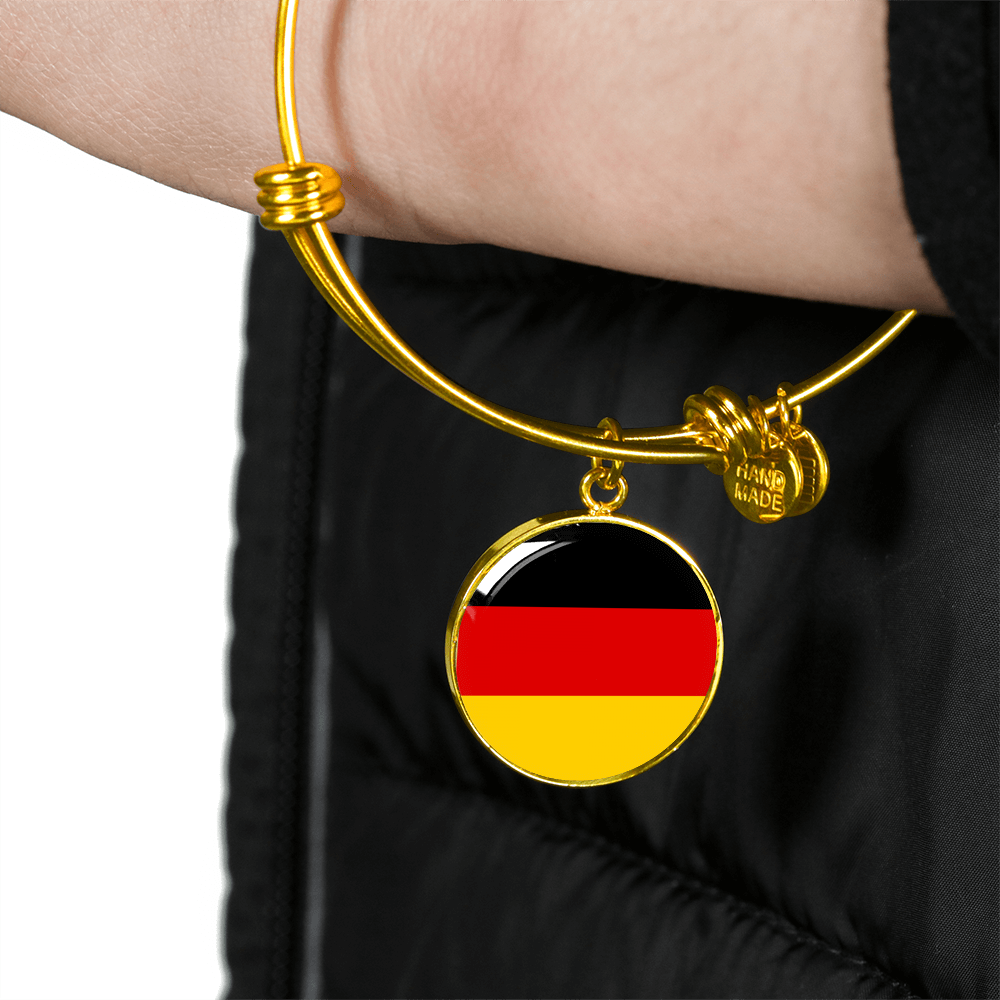 German Flag - 18k Gold Finished Bangle Bracelet