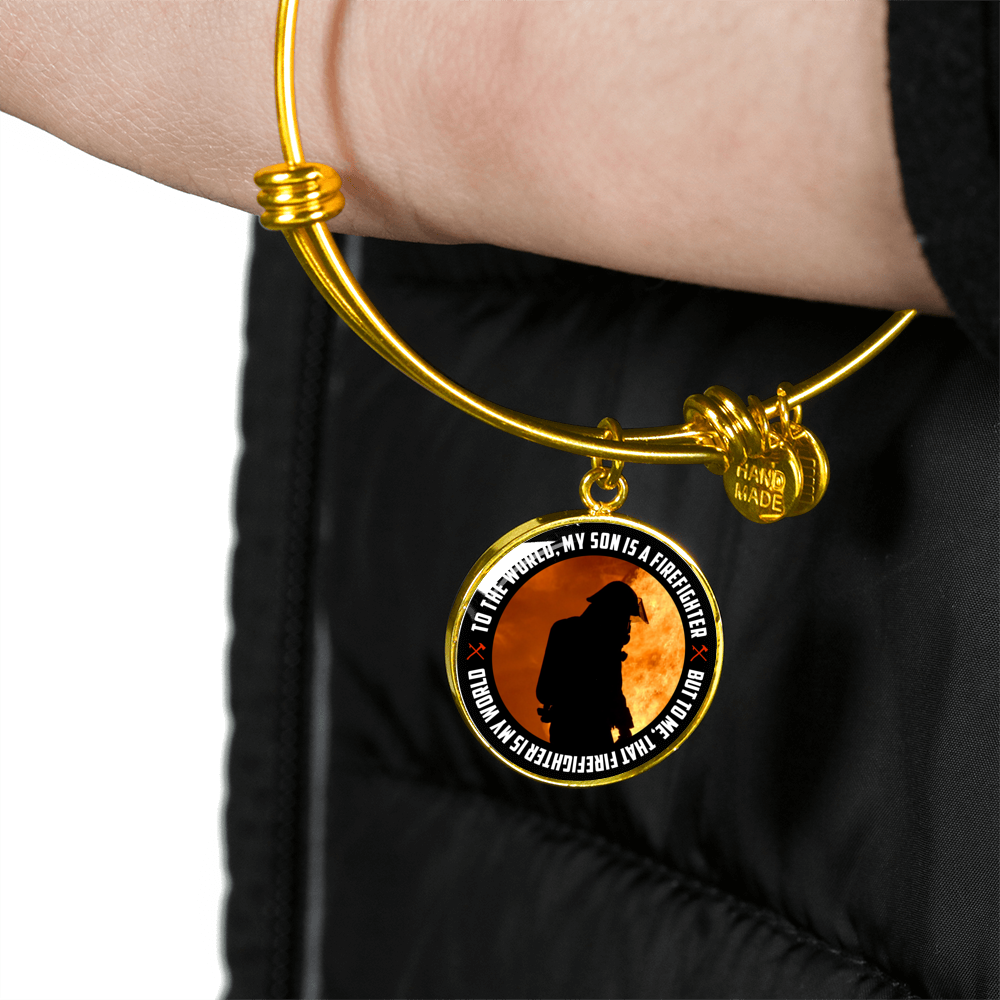 My Son Is A Firefighter - 18k Gold Finished Bangle Bracelet