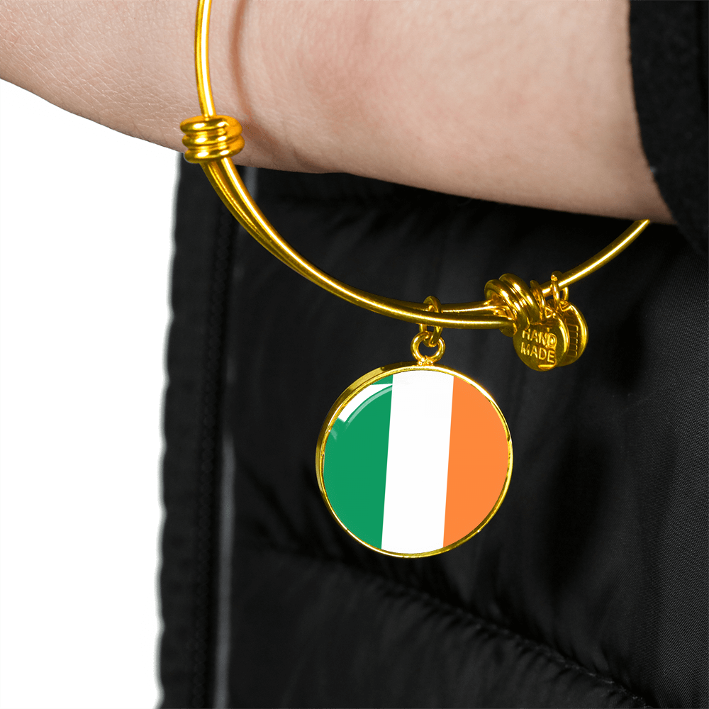 Irish Flag - 18k Gold Finished Bangle Bracelet