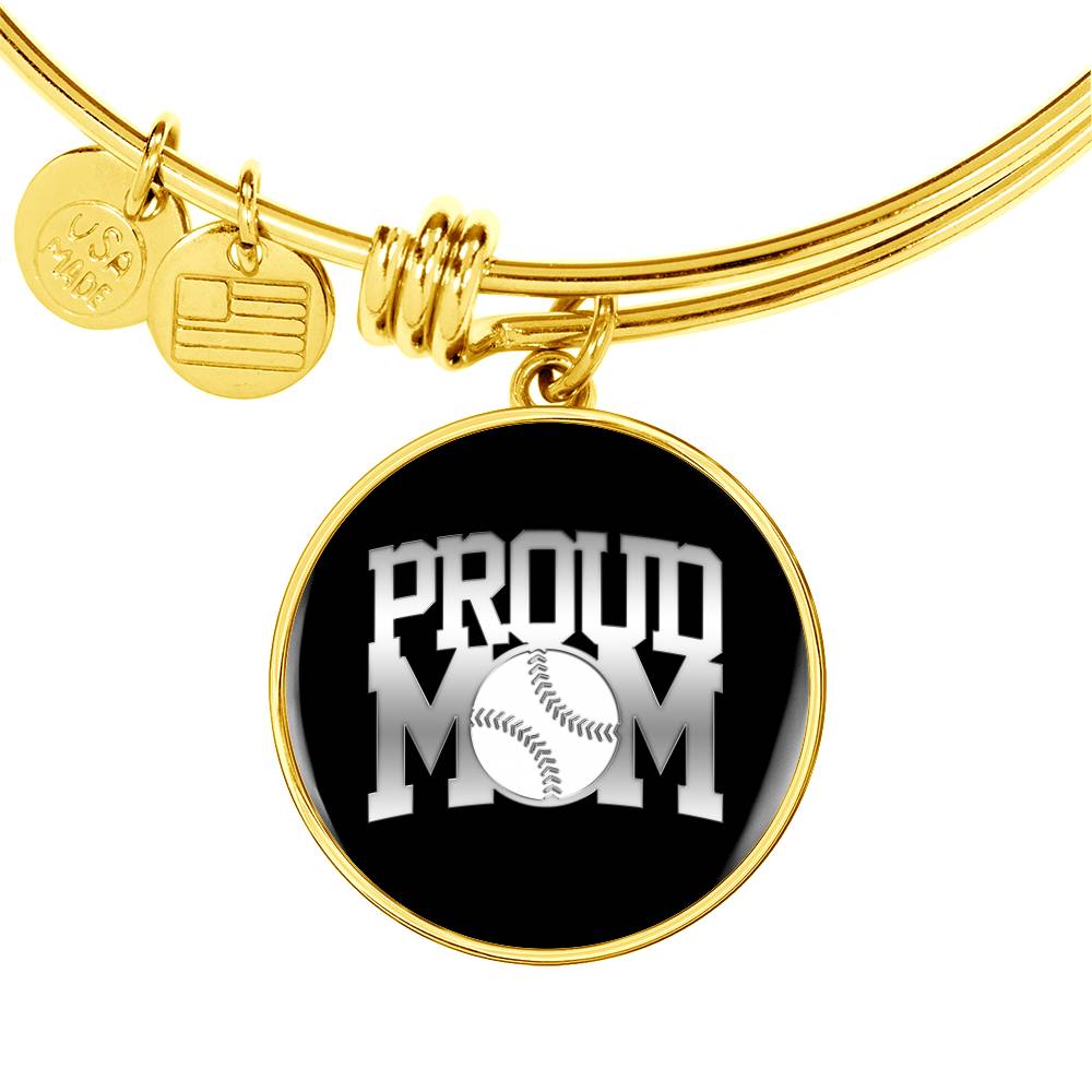 Proud Baseball Mom - 18k Gold Finished Bangle Bracelet