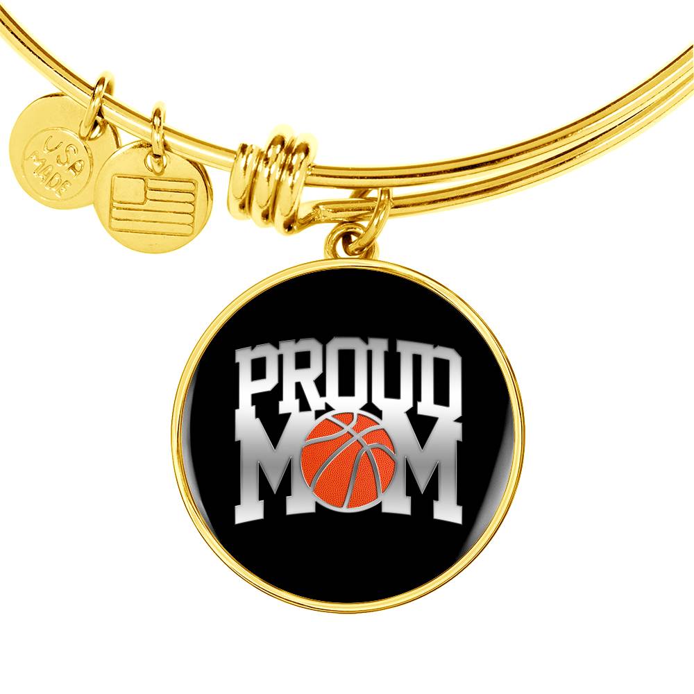Proud Basketball Mom - 18k Gold Finished Bangle Bracelet