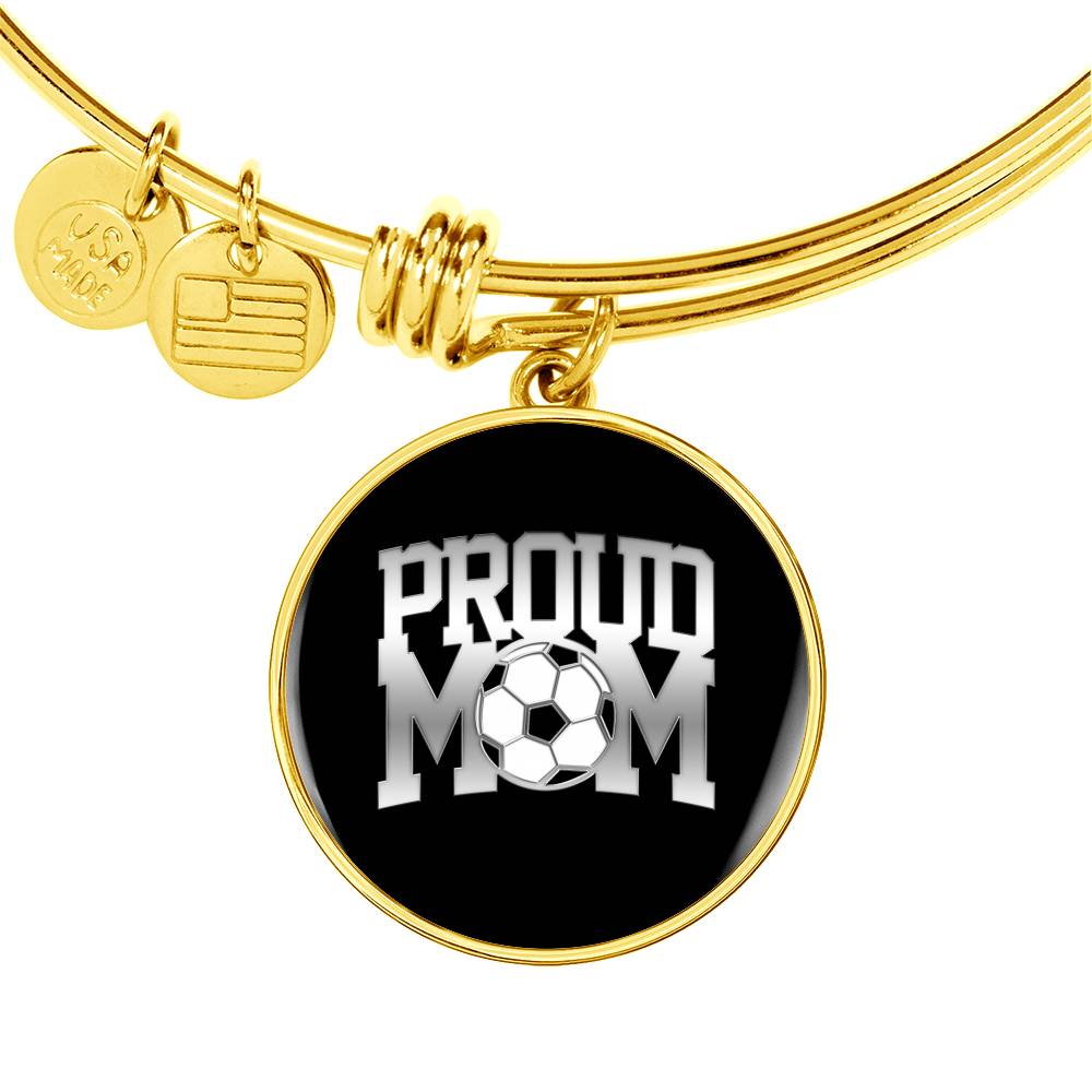 Proud Soccer Mom - 18k Gold Finished Bangle Bracelet