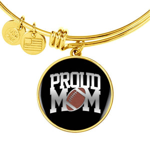 Proud Football Mom - 18k Gold Finished Bangle Bracelet