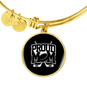 Proud Hockey Mom - 18k Gold Finished Bangle Bracelet
