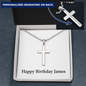 Happy Birthday James - Personalized Stainless Steel Ball Chain Cross Necklace