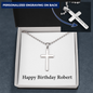 Happy Birthday Robert - Personalized Stainless Steel Ball Chain Cross Necklace