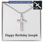 Happy Birthday Joseph - Personalized Stainless Steel Ball Chain Cross Necklace