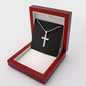 Personalized Stainless Steel Ball Chain Cross Necklace With Mahogany Style Luxury Box v2