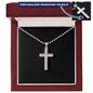 Personalized Stainless Steel Ball Chain Cross Necklace With Mahogany Style Luxury Box v2