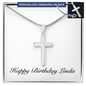 Happy Birthday Linda - Personalized Stainless Steel Cross Necklace