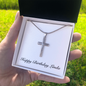Happy Birthday Linda - Personalized Stainless Steel Cross Necklace