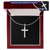 Personalized Stainless Steel Cross Necklace With Mahogany Style Luxury Box v2
