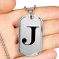 Initial J v1a - Luxury Dog Tag Necklace