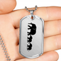Mama Elephant With 2 Calves - Luxury Dog Tag Necklace